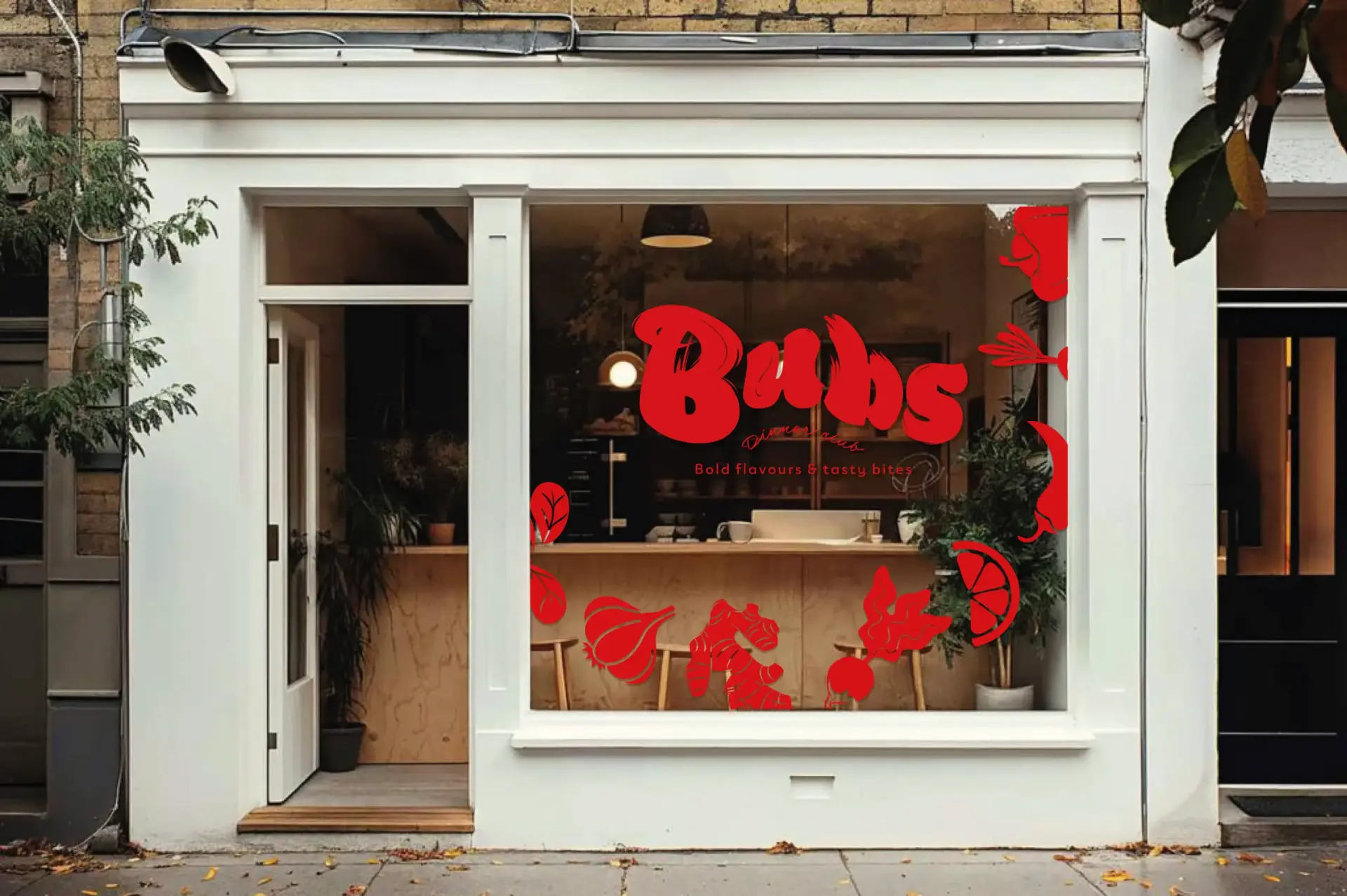 Bubs Brand presentation Cafe window